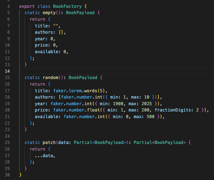 BookFactory klasa TypeScript